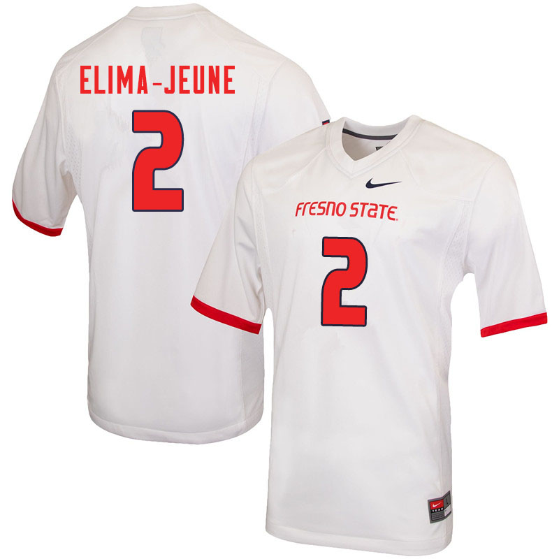 Men #2 Patrick Elima-Jeune Fresno State Bulldogs College Football Jerseys Sale-White